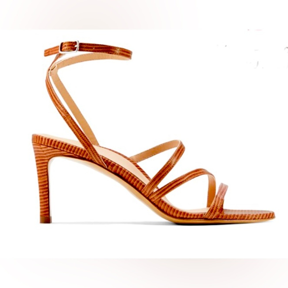 Inez snakeskin embossed strappy heel. NWOT.